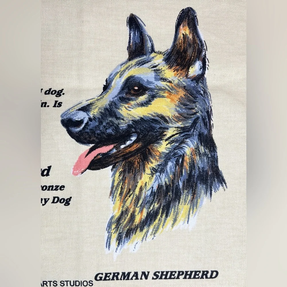 Vintage Every Dog's Prayer Scottish Cotton Tea Towel Illustrated Wall Hanging